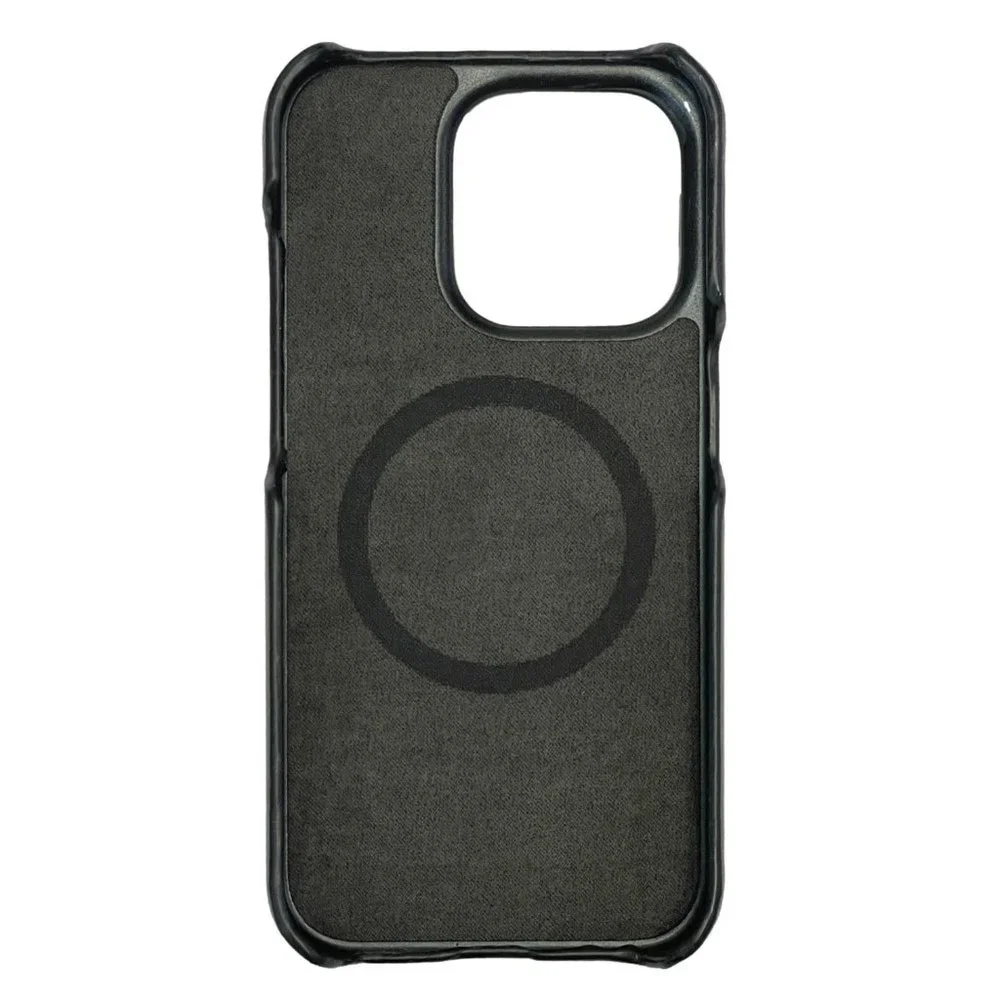 DALLAS DESIGNER HANDBAGS Leather iPhone 15 Pro Max MagSafe Phone Case Black